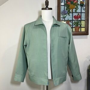 Vintage Streetwear Style Zip Jacket Fully Lined Mens Large Muted Green Lined